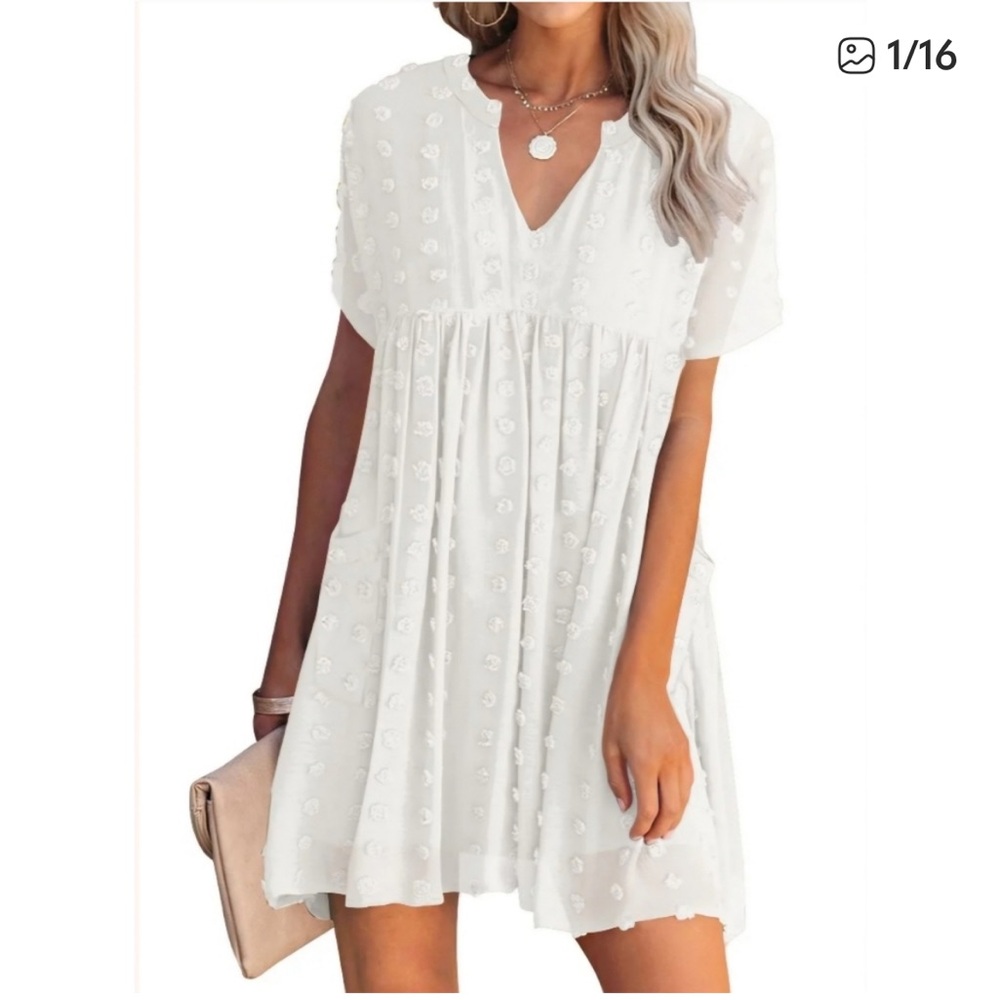 NWT Miholl V-Neck Short Sleeve Loose Summer Flowy Dress| Size L